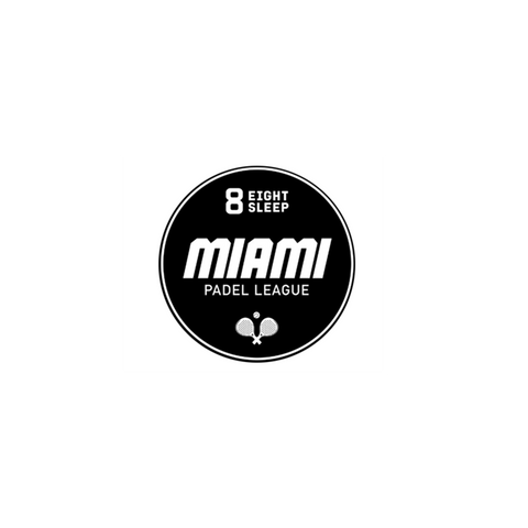Black circular logo with 'Miami Padel League' text on a white background
